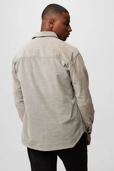 Monogram overshirt scott rib lichtgrijs