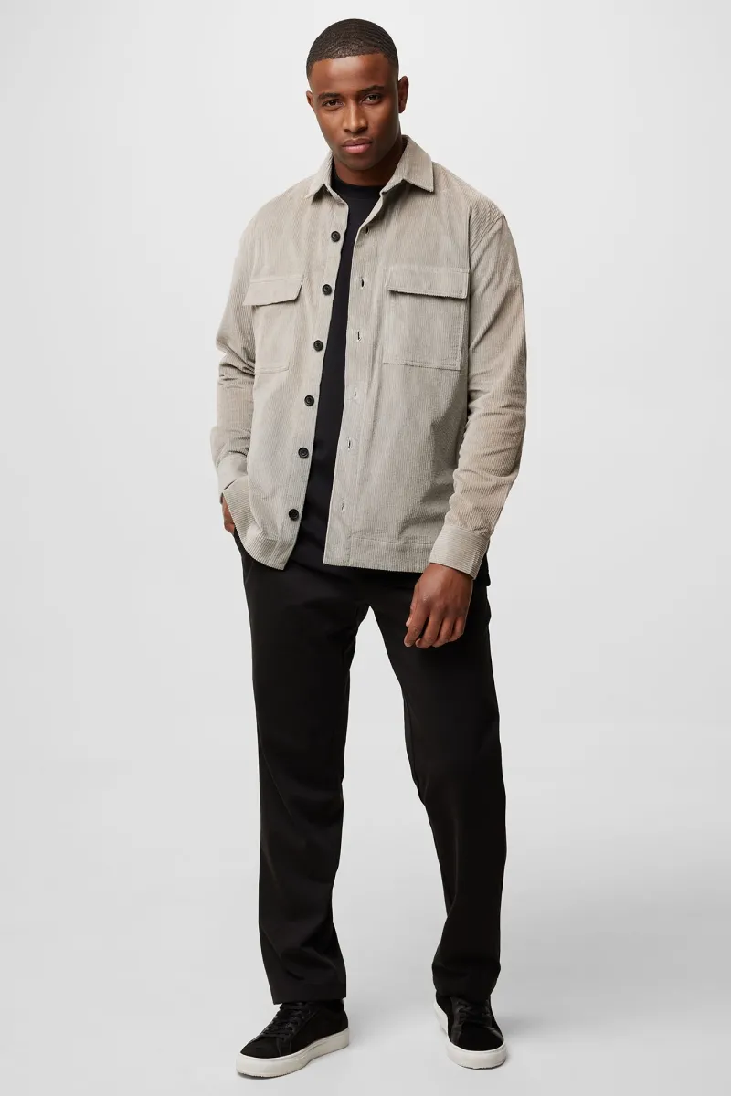 Monogram overshirt scott rib lichtgrijs