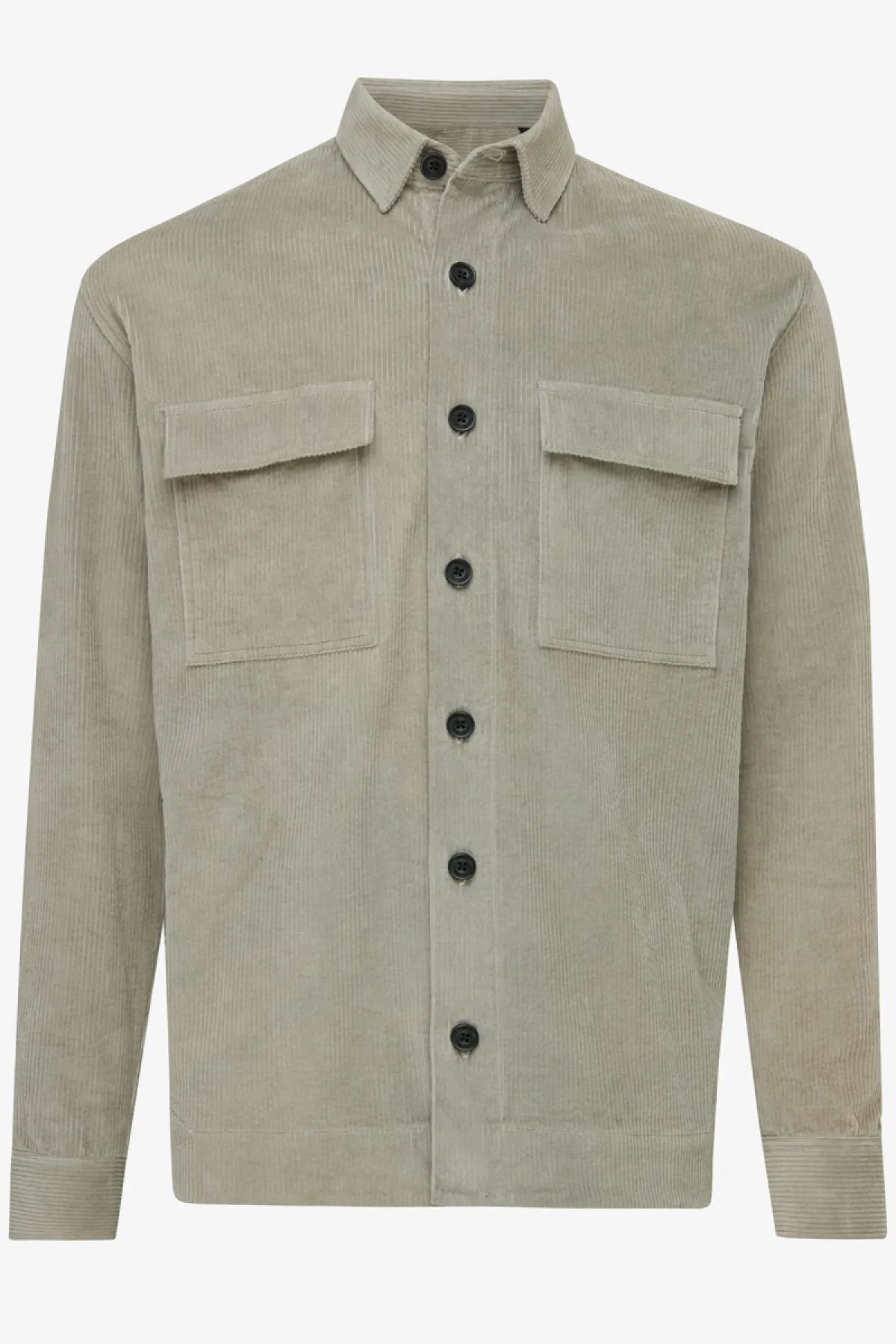 Monogram overshirt scott rib lichtgrijs