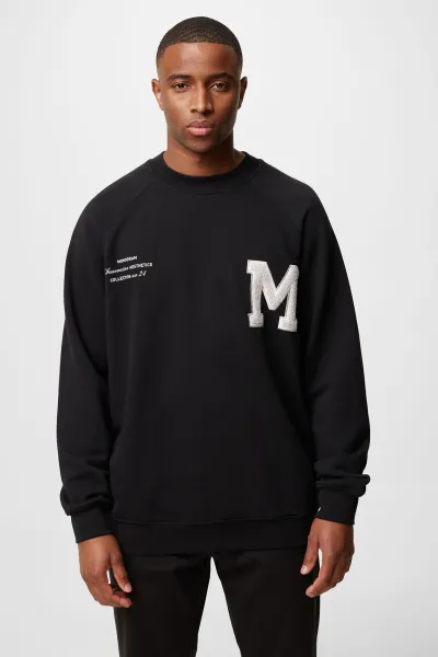 Monogram raglan crewneck zwart