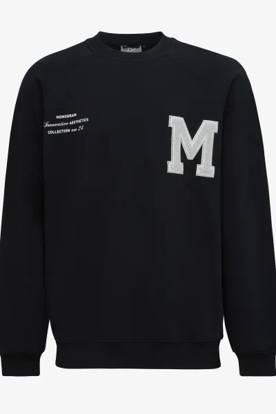 Monogram raglan crewneck zwart