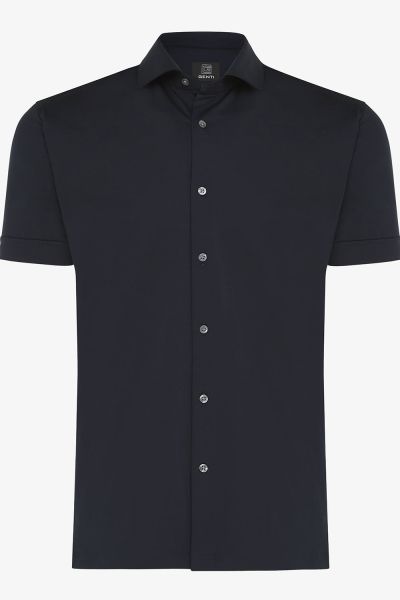 JERSEY OVERHEMD KORTE MOUW NAVY