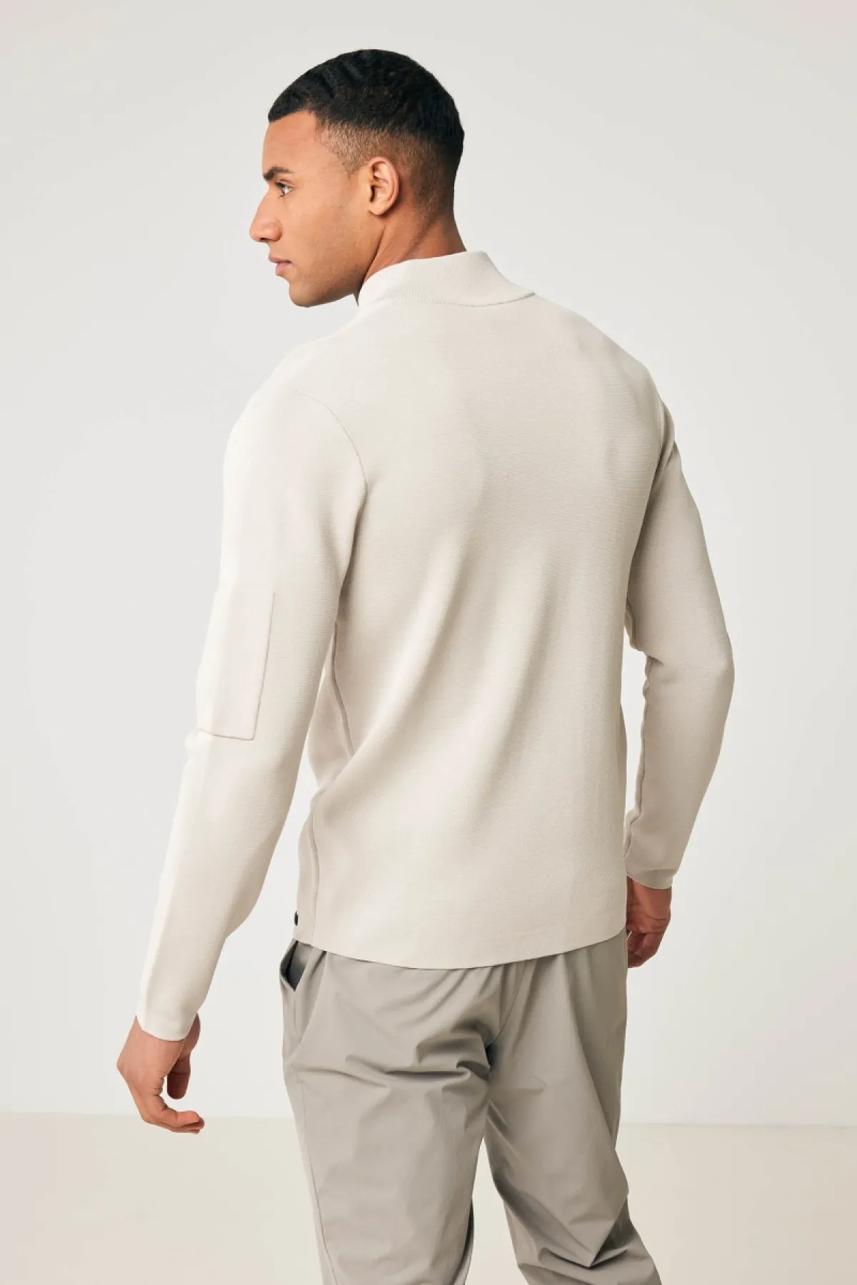 Half zip pocket beige