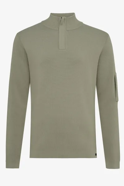 Half zip pocket lichtgroen