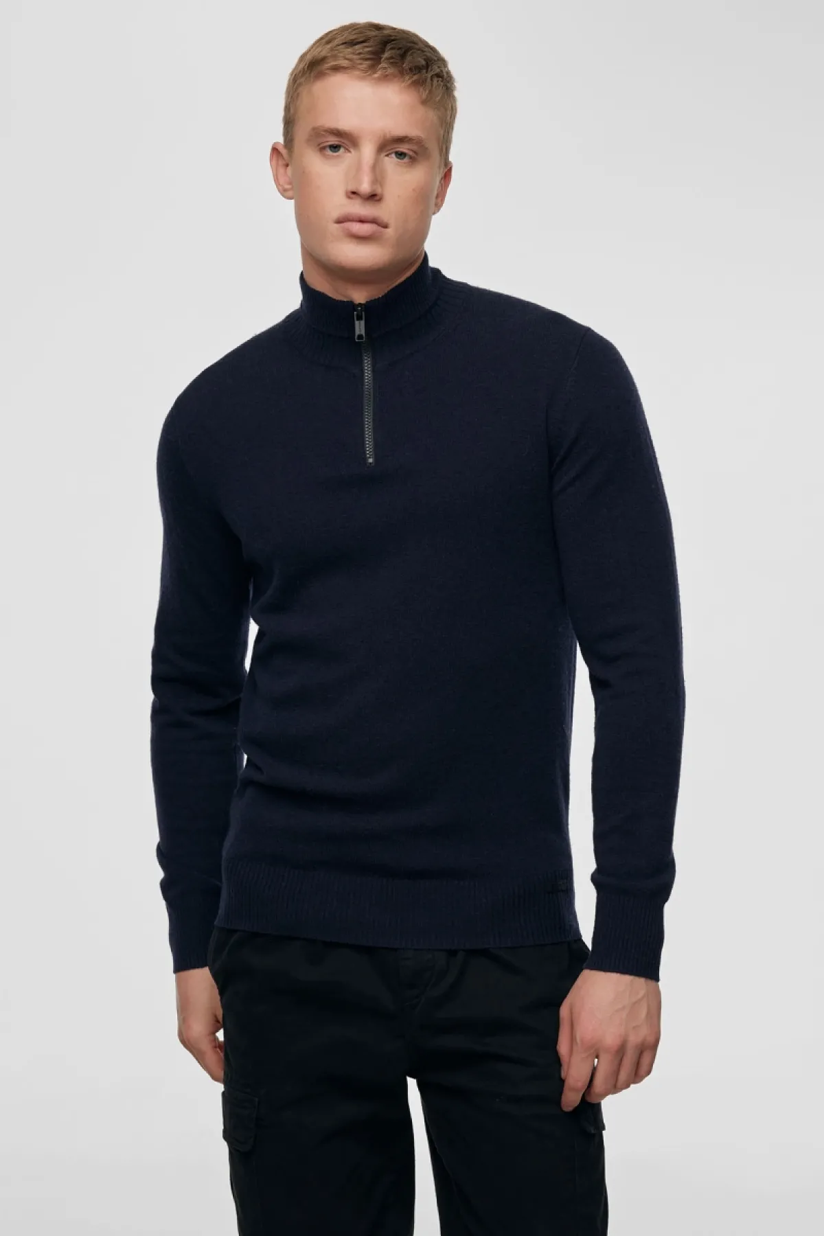 Half zip donkerblauw