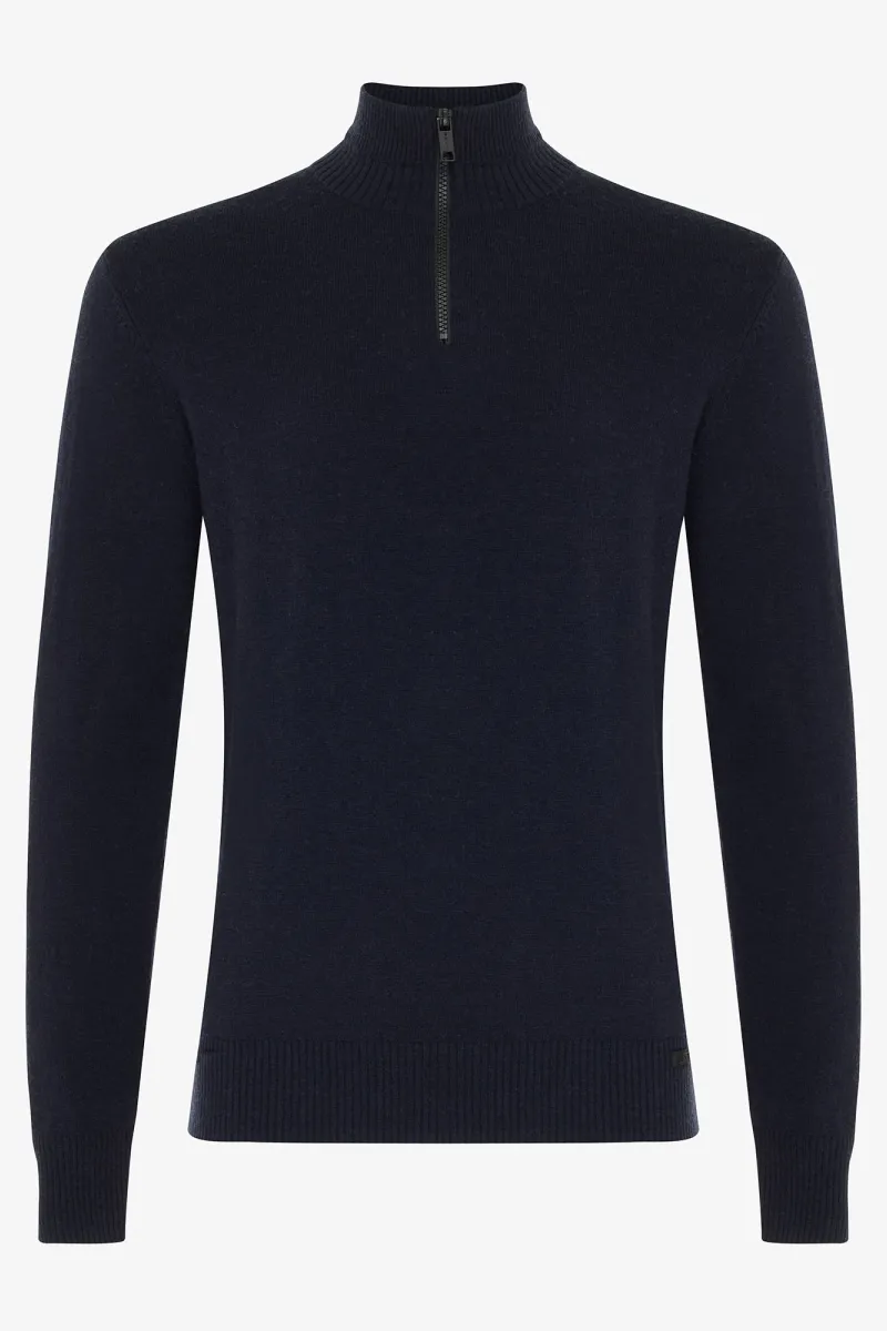 Half zip donkerblauw