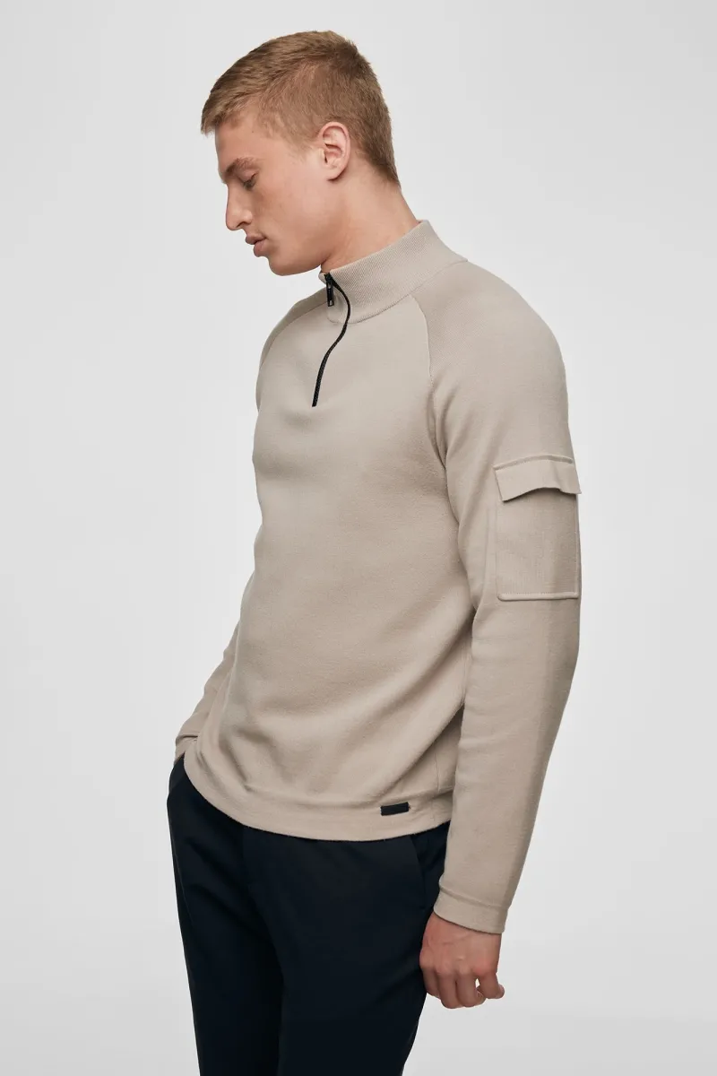 Half-zip raglan beige