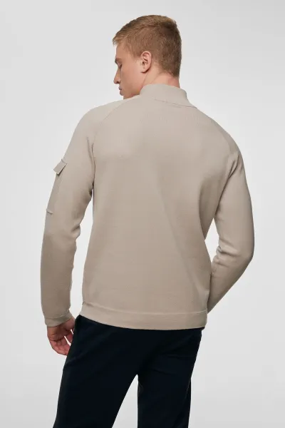 Half-zip raglan beige