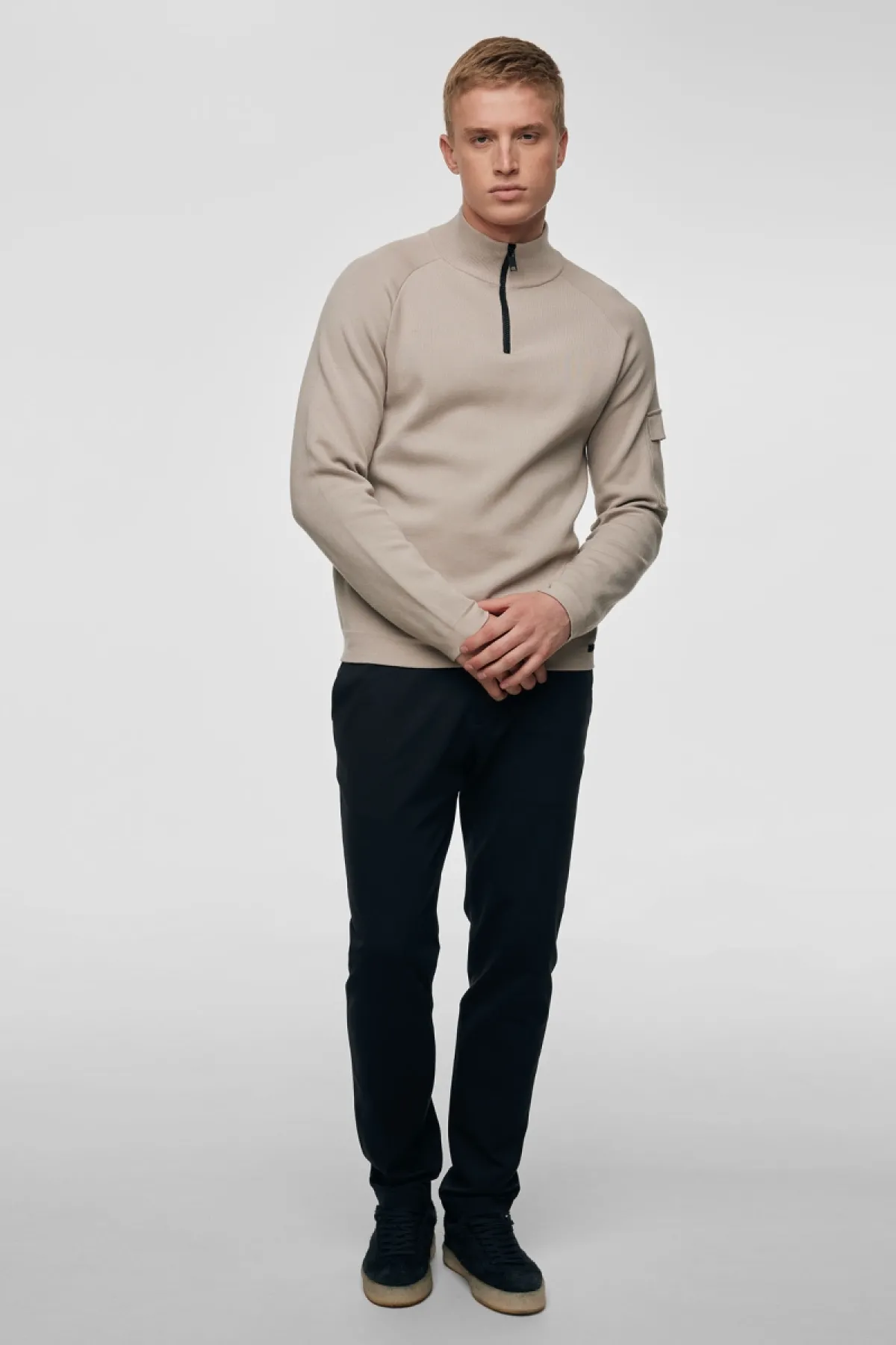 Half-zip raglan beige