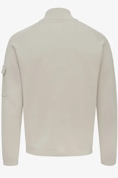 Half-zip raglan beige