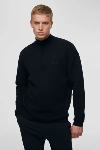 Relaxed half zip zwart