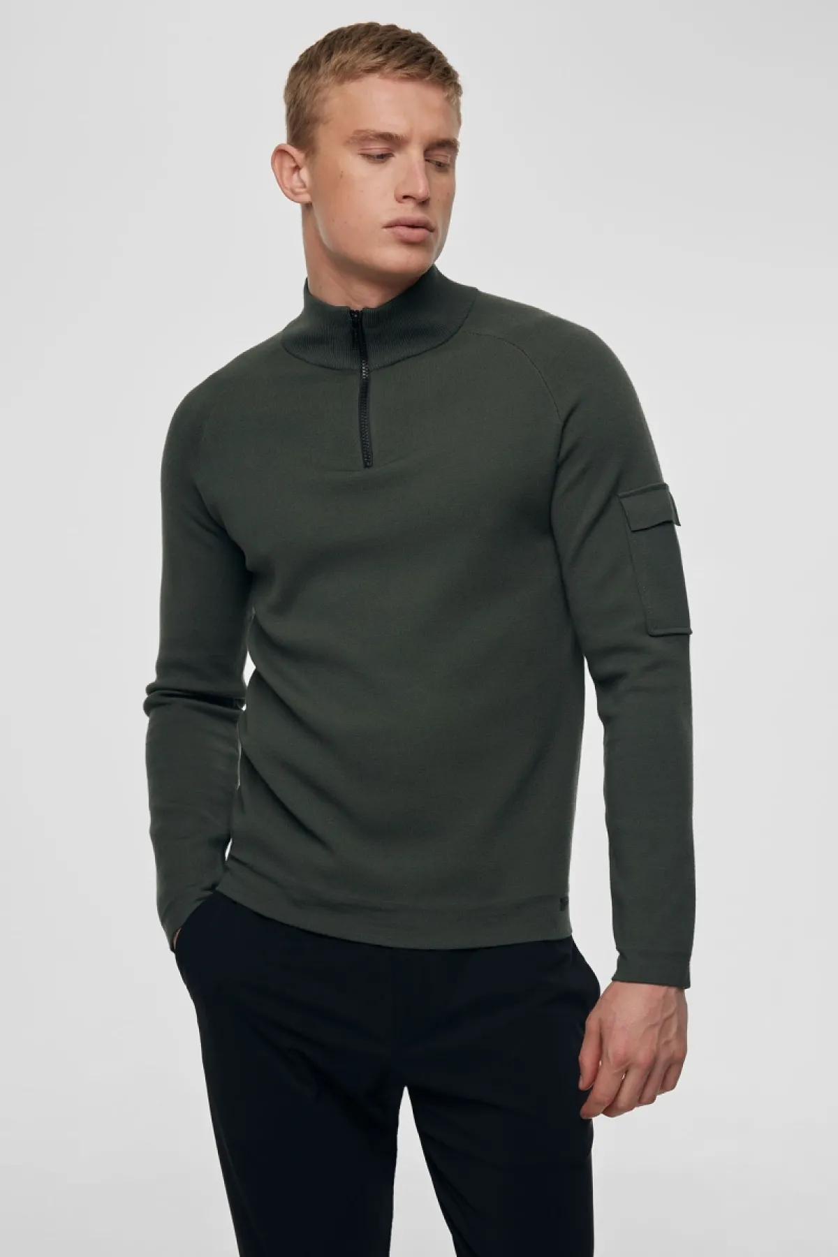 Half zip raglan groen