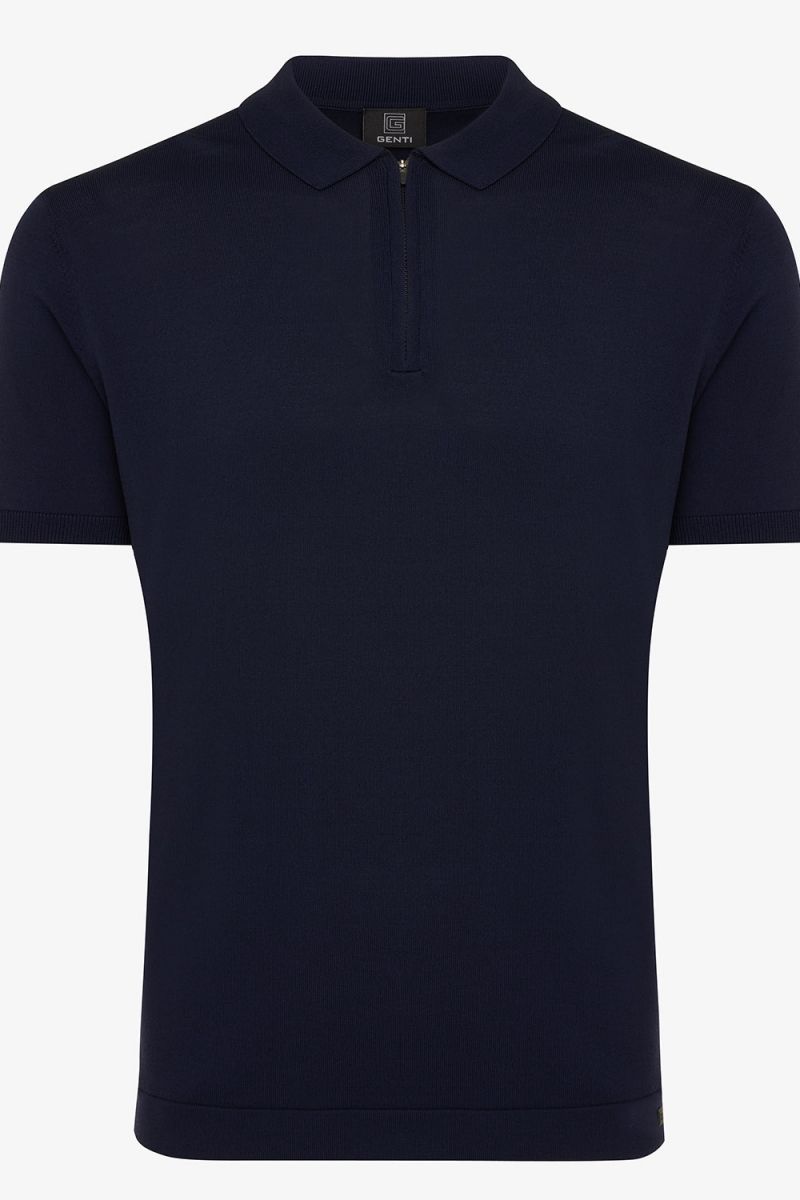 COOL DRY POLO ZIP KRAAG DONKERBLAUW