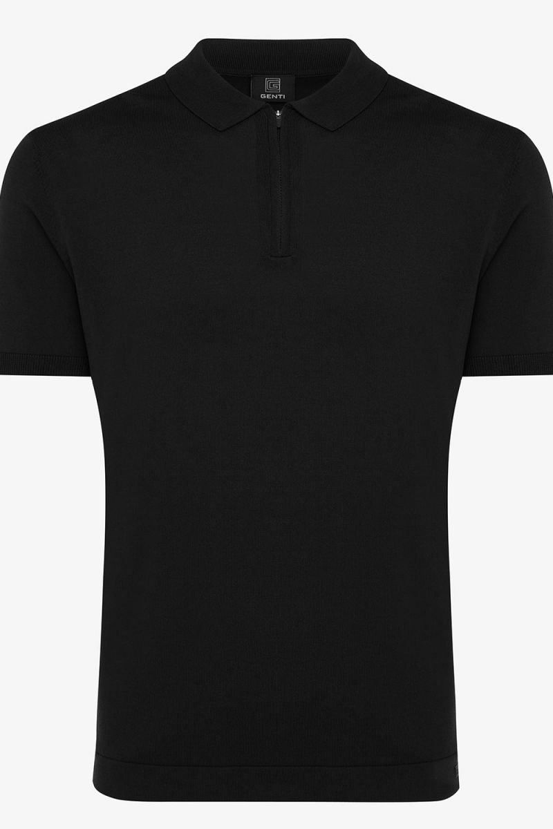 COOL DRY POLO ZIP KRAAG ZWART