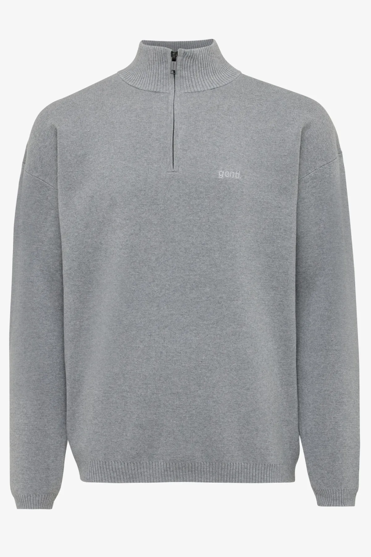 Relaxed half zip lichtgrijs