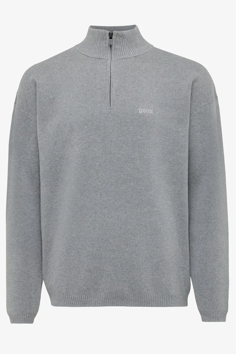 Relaxed half zip lichtgrijs