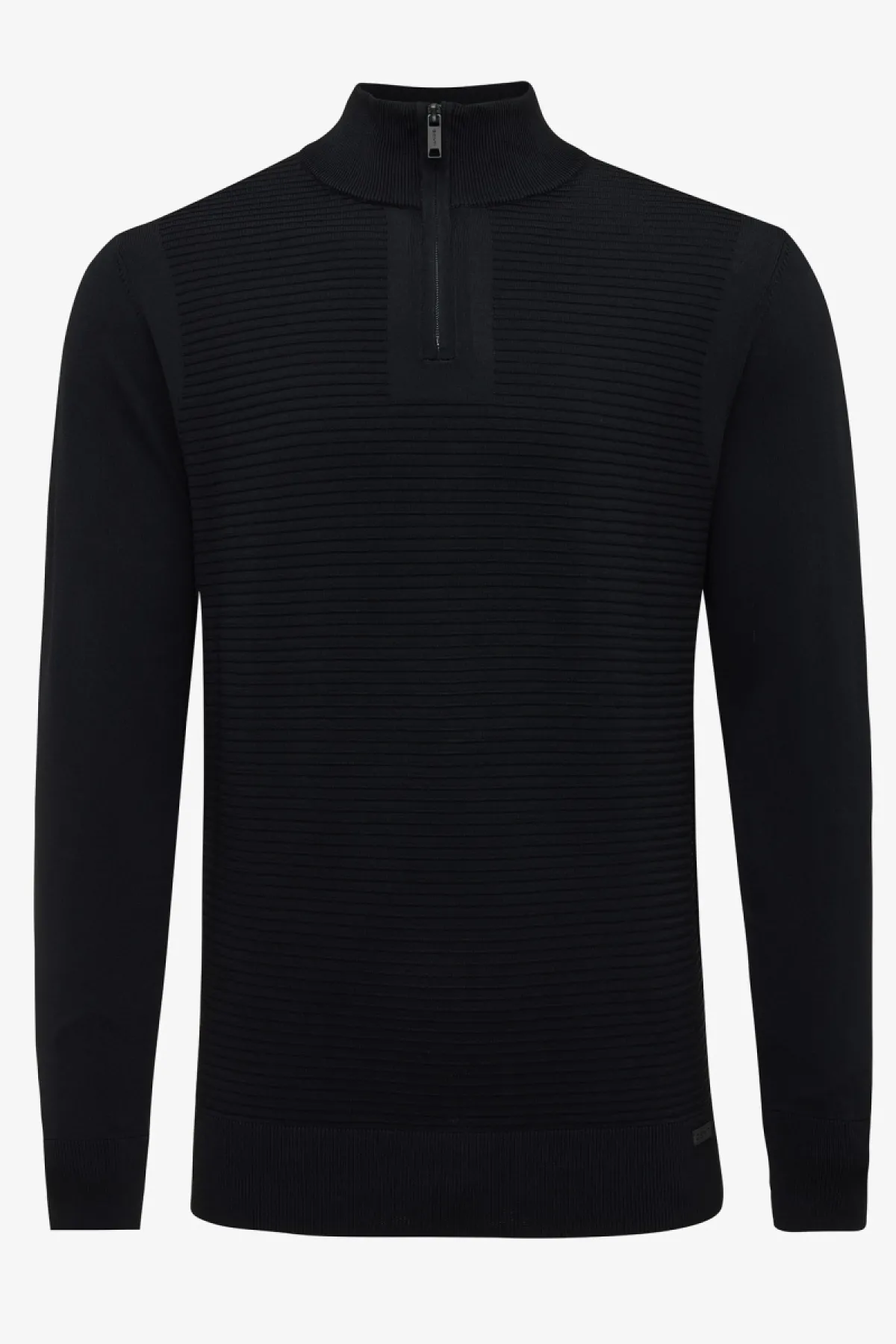 Half zip rib zwart