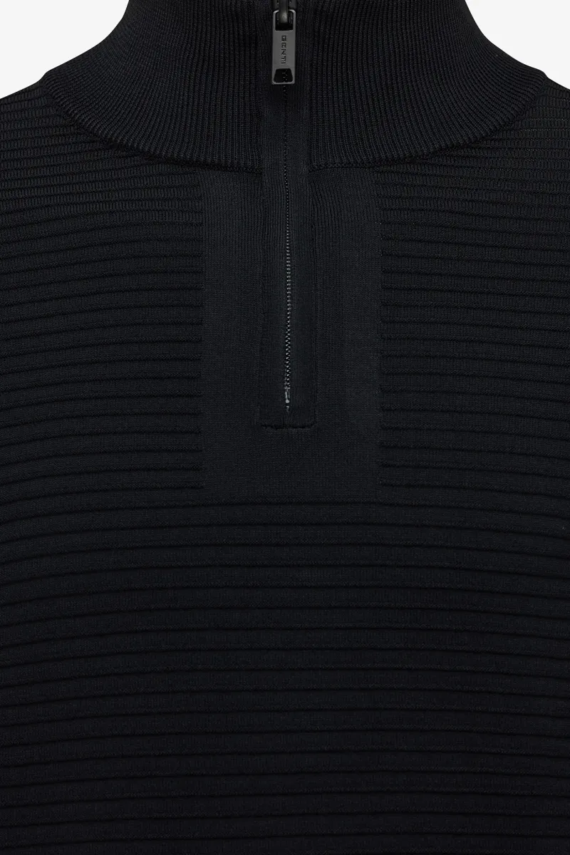 Half zip rib zwart