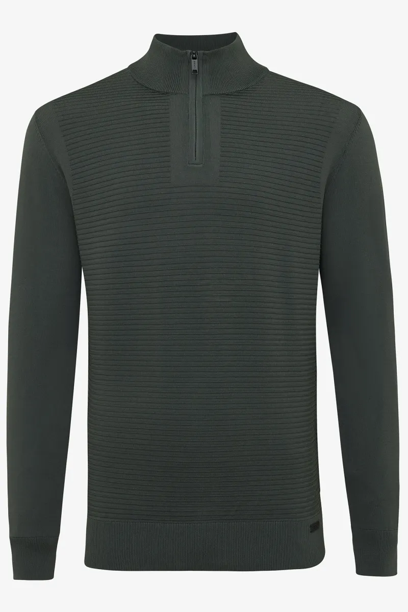 Half zip rib donkergroen