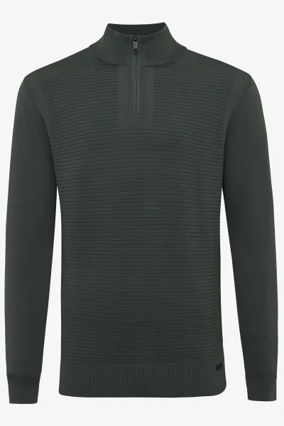 Half zip rib donkergroen