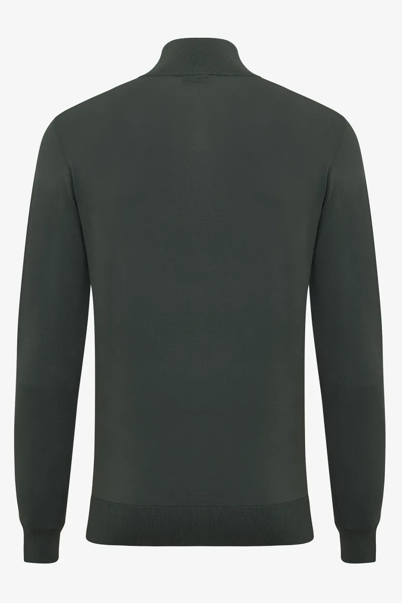 Half zip rib donkergroen