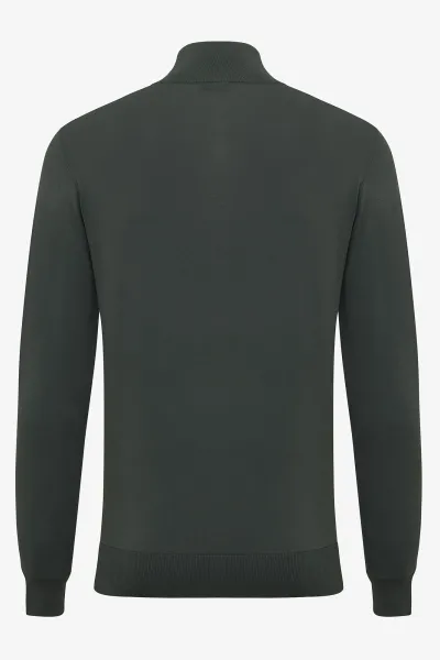 Half zip rib donkergroen