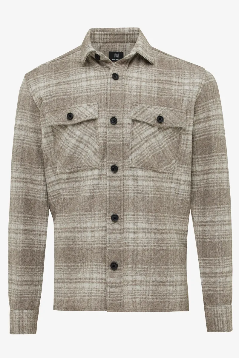 Geruit overshirt midtown beige