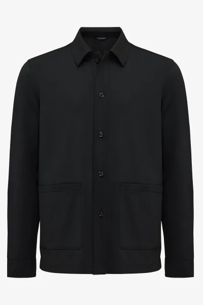 Monogram overshirt Thomas zwart