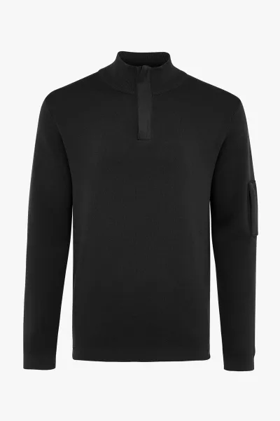 Half zip pocket zwart