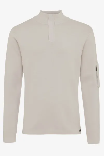 Half zip pocket beige