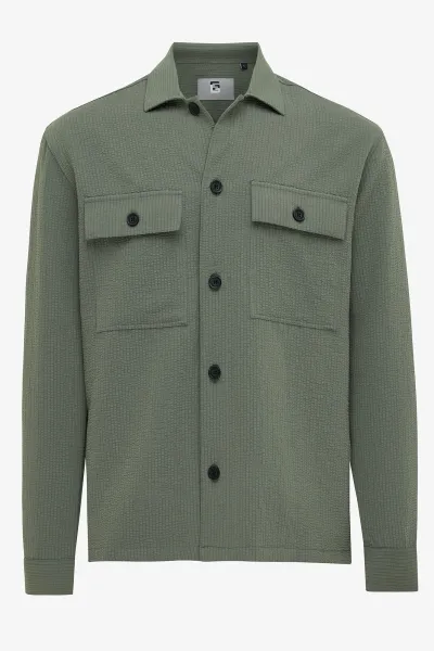 Mongram seersucker overshirt groen