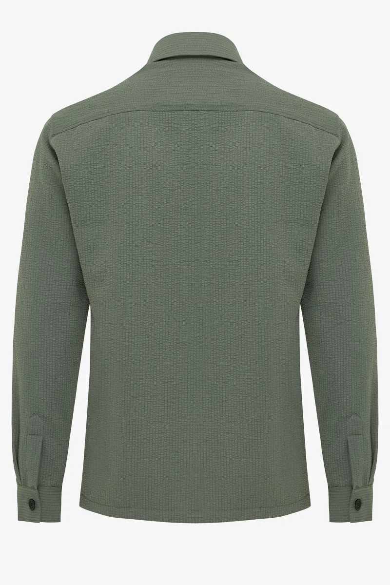 Mongram seersucker overshirt groen