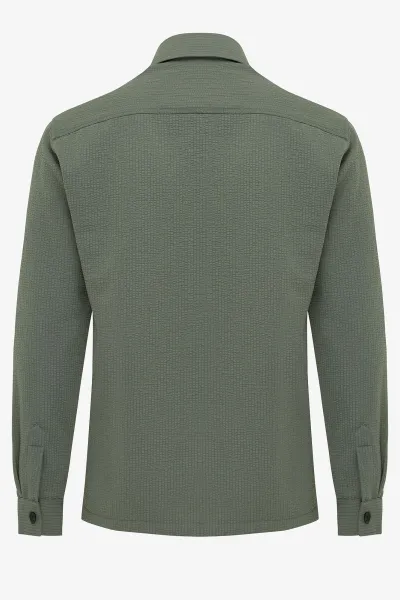 Mongram seersucker overshirt groen