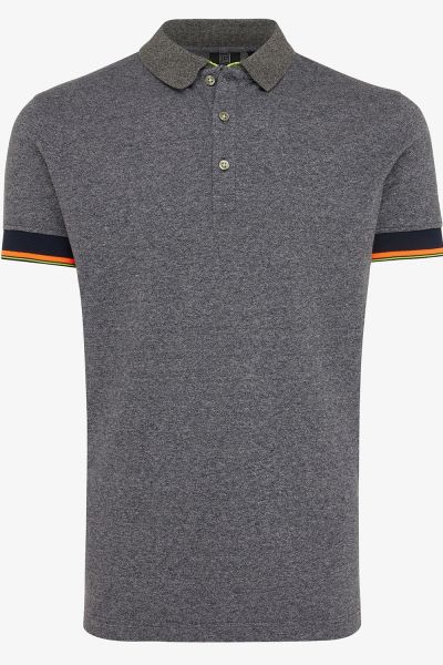 PIQUET STRETCH POLO MELANGE GRIJS