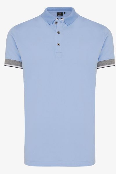 PIQUET STRETCH POLO LICHTBLAUW
