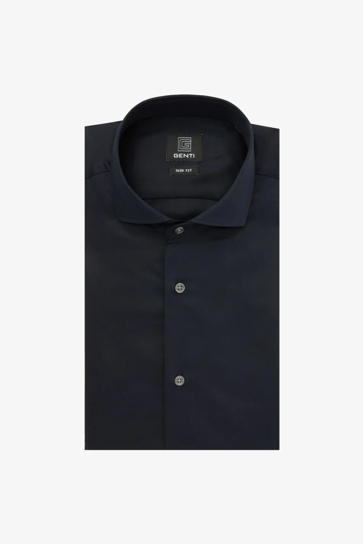 SKIN-FIT stretch overhemd donkerblauw