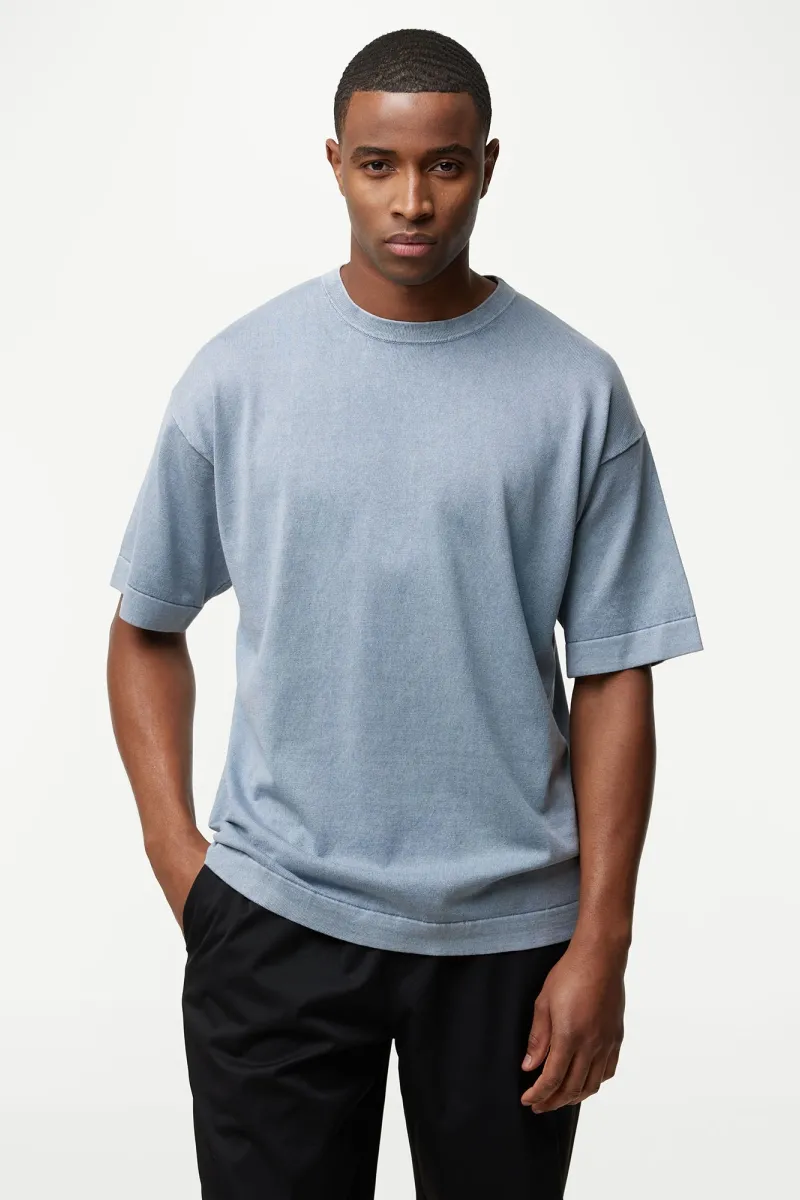Monogram garment dye T-shirt | Blauw