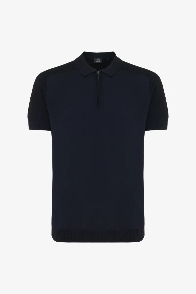 Polo zip | Donkerblauw