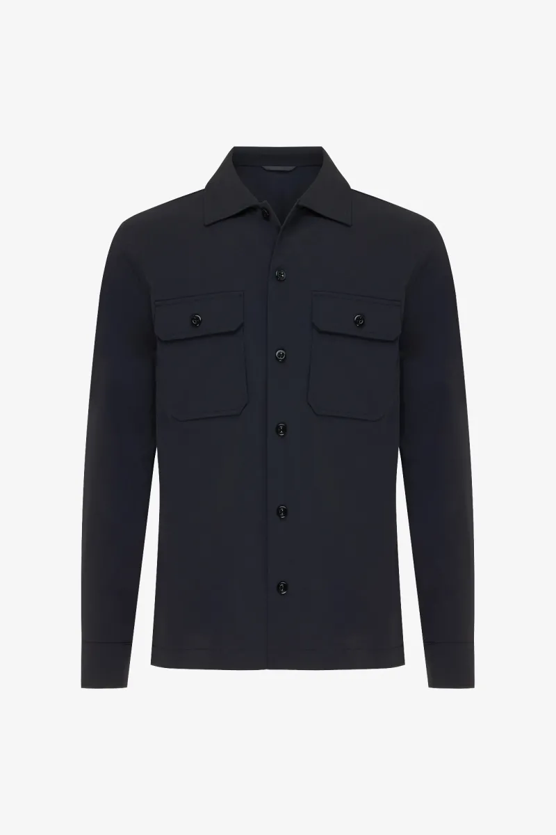 Monogram overshirt | donkerblauw