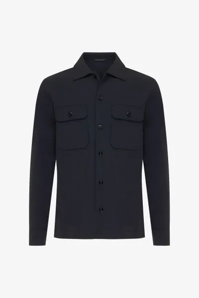 Monogram overshirt | donkerblauw