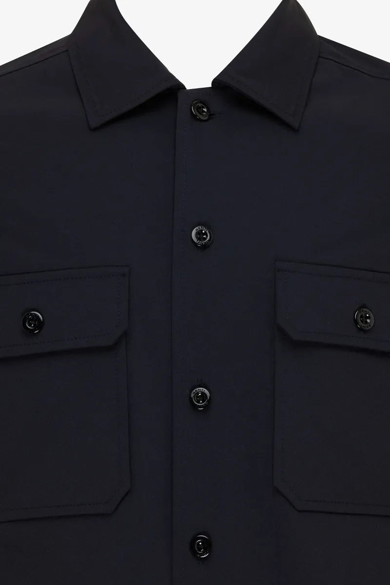 Monogram overshirt | donkerblauw