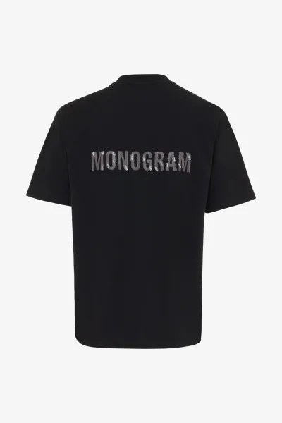 Monogram raglan T-shirt | zwart