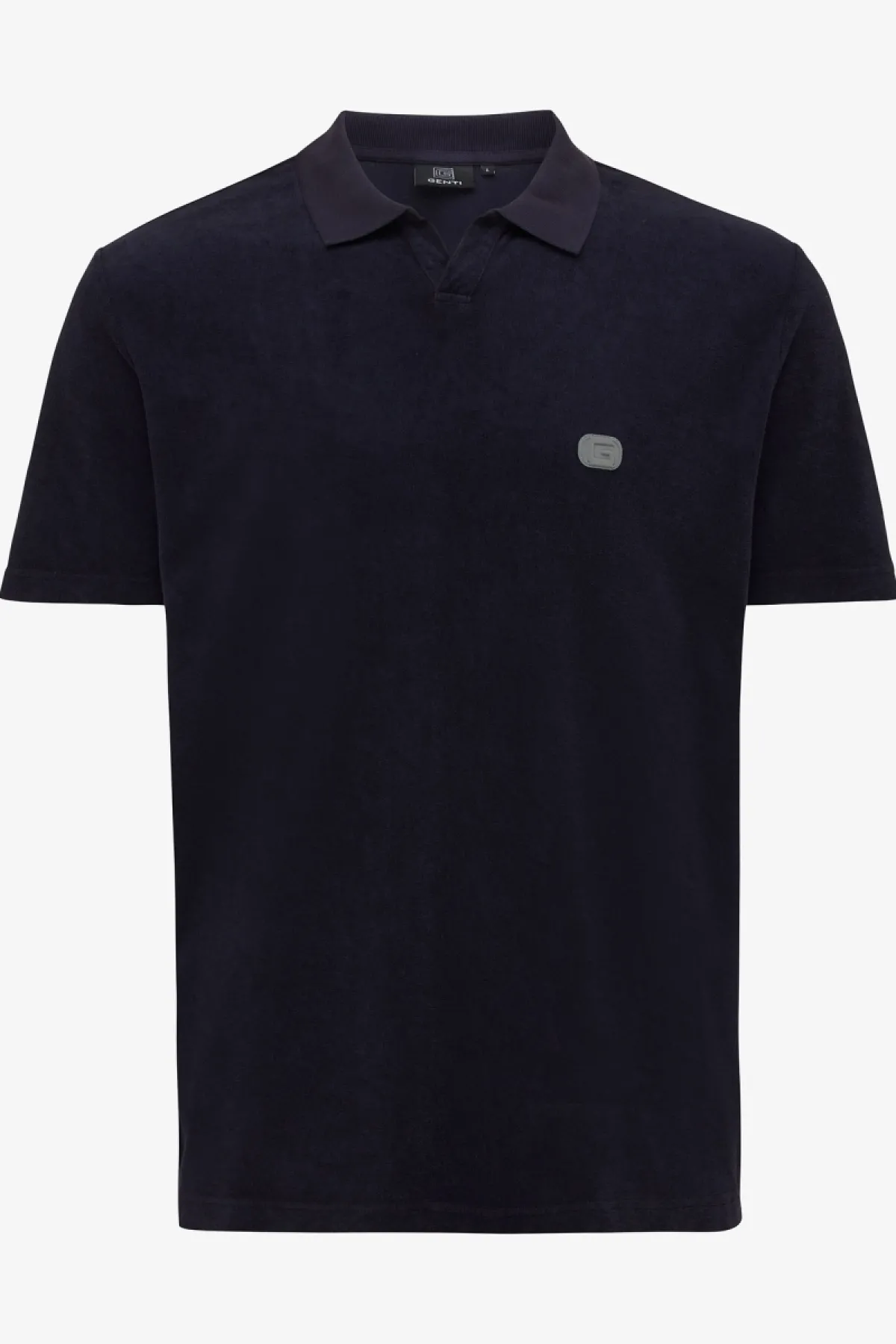 No button polo donkerblauw
