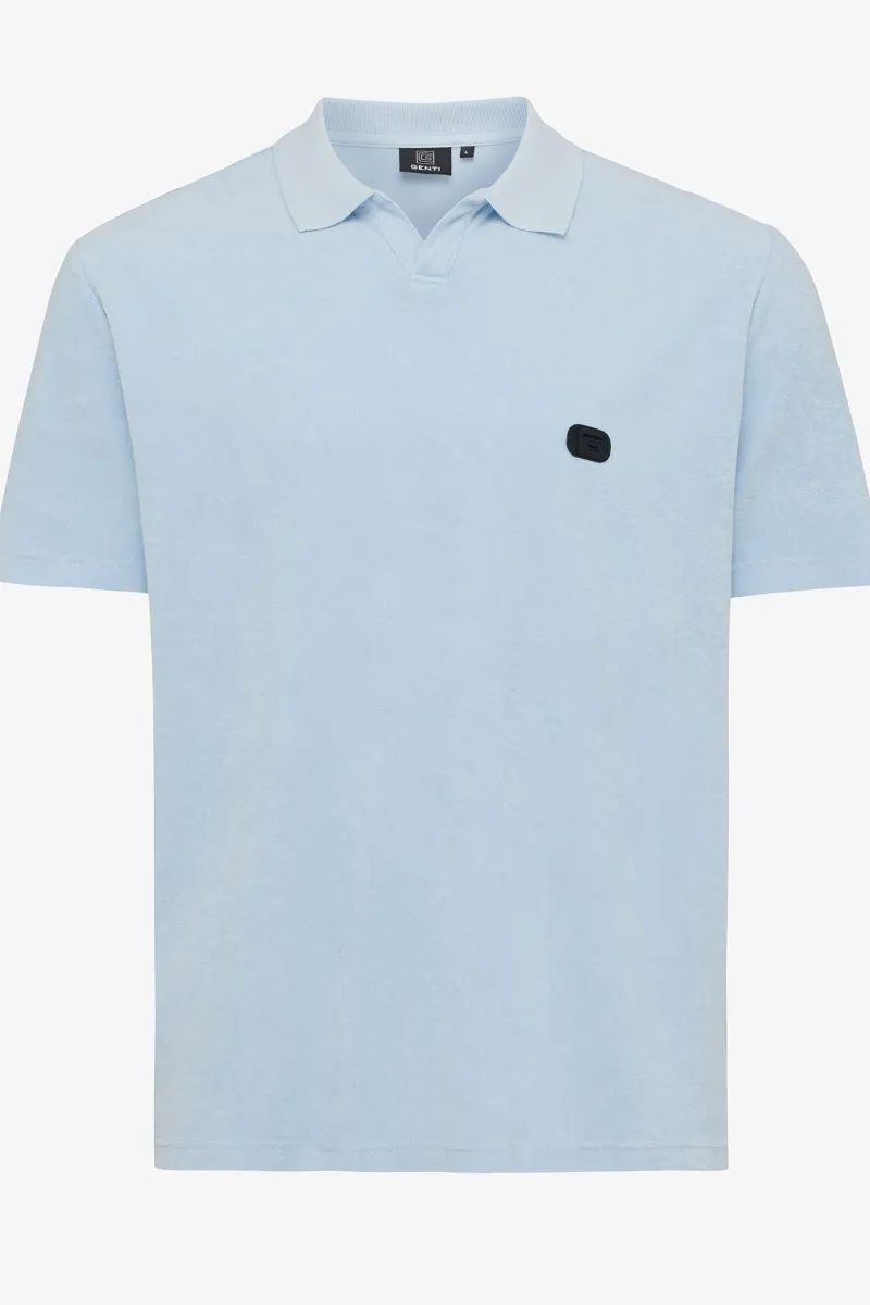 No button polo lichtblauw