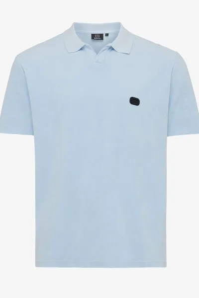 No button polo lichtblauw
