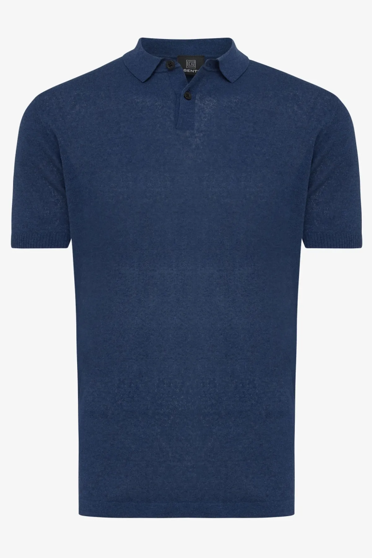 Knitted polo blauw
