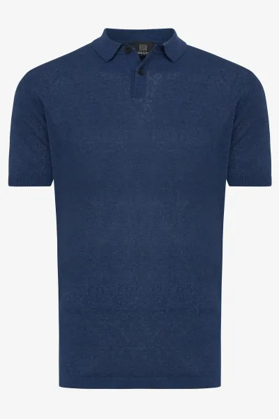Knitted polo blauw
