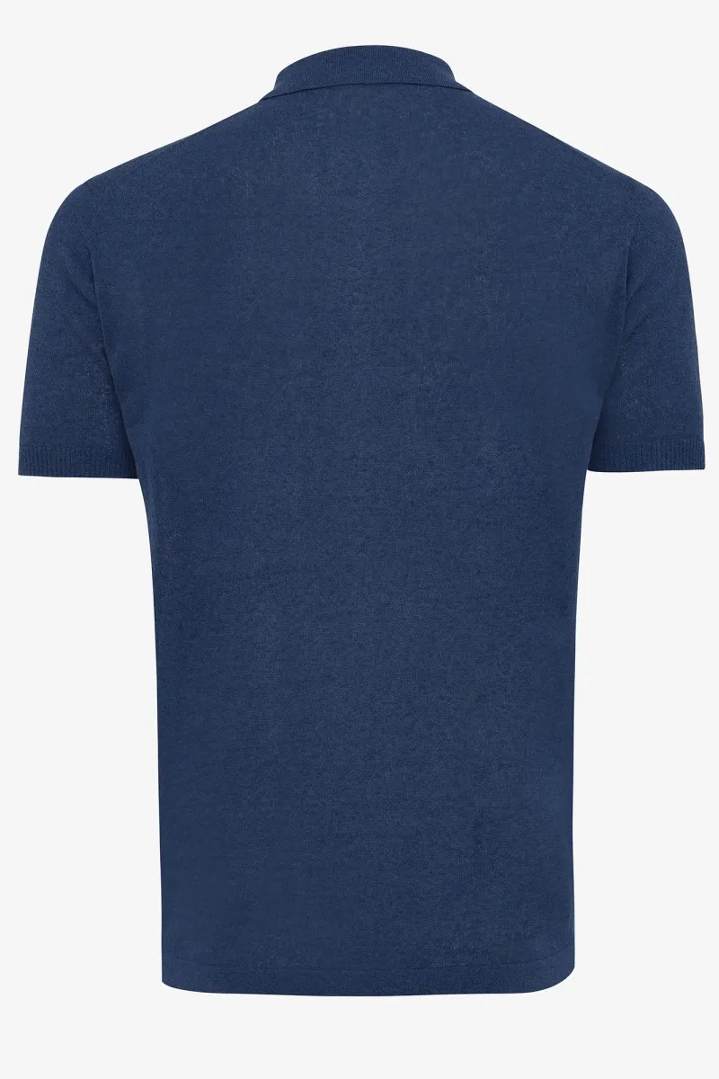 Knitted polo blauw