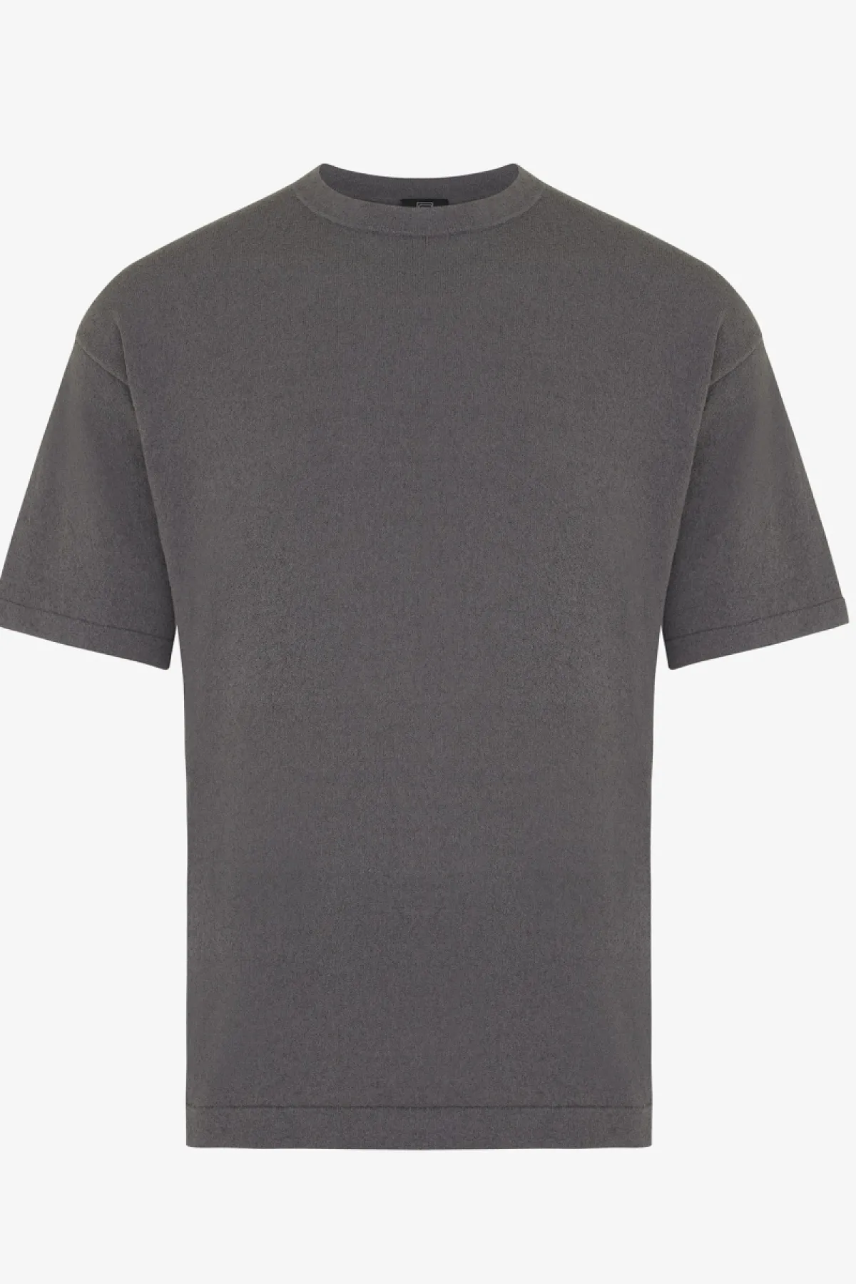 Relaxed round neck donkergrijs