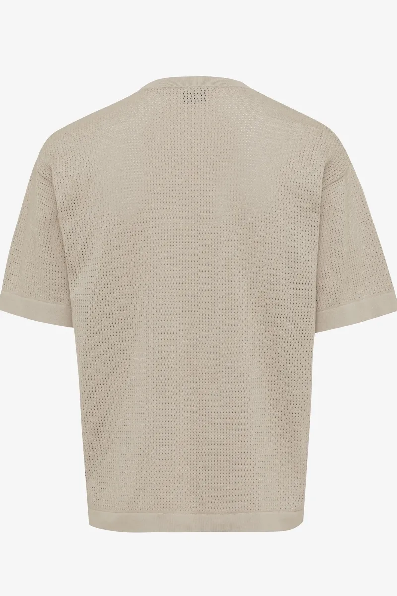 Crochet t-shirt beige